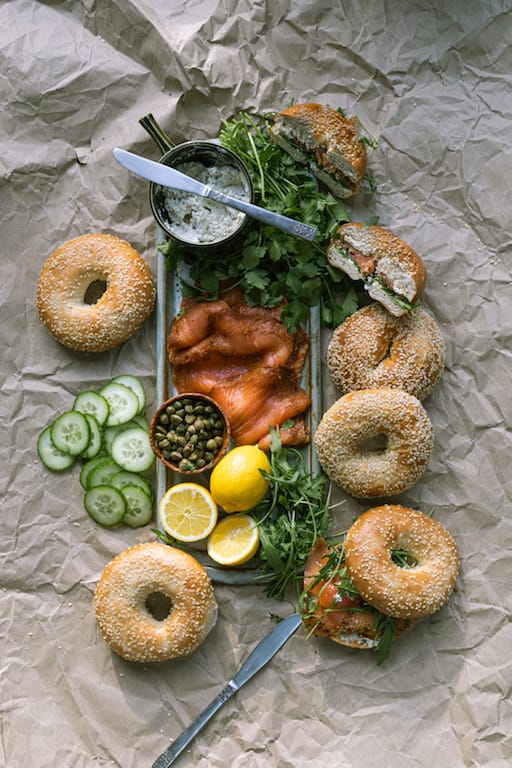 smoked trout bagels