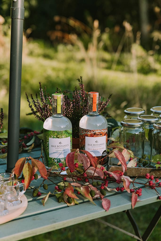 Bax botanics alcohol free drink bottles on table