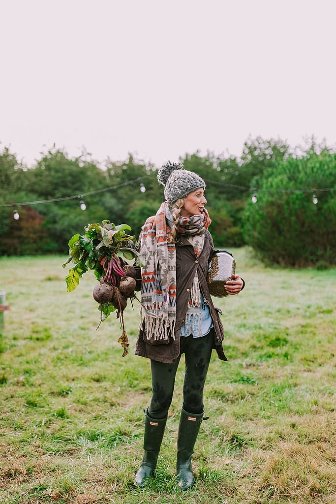 Woman holding beetroots