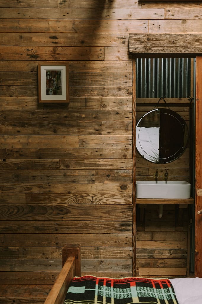 Inside of wooden cabin